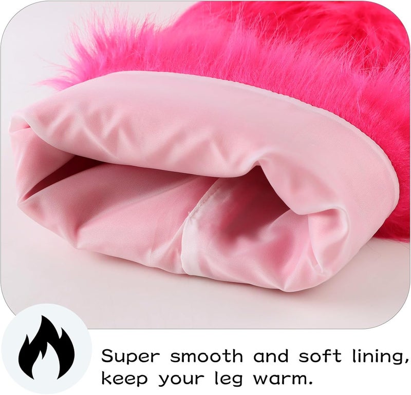 Peecabe Winter Women Faux Fur Fluffy Leg Warmers Fuzzy Long Boot Covers Furry For Christmas - Image 4